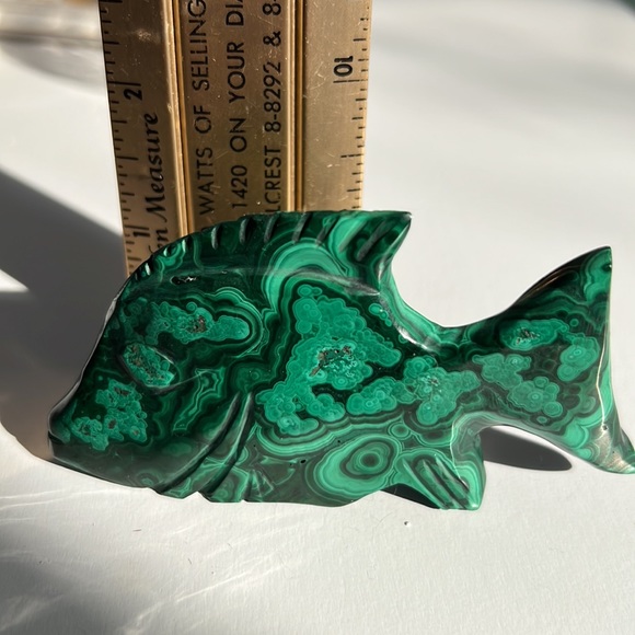 Natural Malachite Carving Green Crystal Orbicular Pattern Banding Rare Find OOAK - Picture 11 of 11